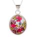 Antique Rose,'Old Fashioned Pendant Necklace with Pink Flowers in Resin'