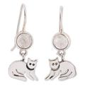 'Cool Kitty Cat' - Sterling Silver and Moonstone Kitten Earrings