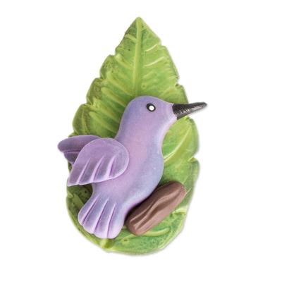 'Hand-Painted Cold Porcelain Hummingbird Kitchen Magnet'