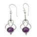 Wisdom Path,'Dangle Earrings with Amethyst Cabochons in Sterling Silver'