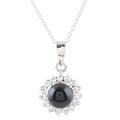 Charming Midnight,'Sterling Silver Onyx and Cubic Zirconia Pendant Necklace'
