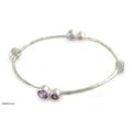 'Tango' - Sterling Silver Bangle Amethyst Bracelet from India