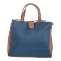 Azure Femininity,'Modern Faux-Leather Accented Handle Bag in Blue'