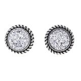Round sparkle,'Sterling Silver Round White Drusy Quartz Stud Earrings'