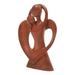 'Hand-Carved Polished Suar Wood Sculpture of a Couple Dancing'