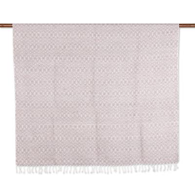 'Purple and White Cotton Throw Blanket Hand-Woven ...