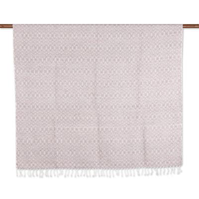 'Purple and White Cotton Throw Blanket Hand-Woven ...