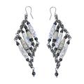 Tribal Links in White,'Recycled Paper and Hematite Dangle Earrings in White'