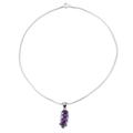 Ardent Drops,'Rhodium Plated Amethyst Pendant Necklace from India'