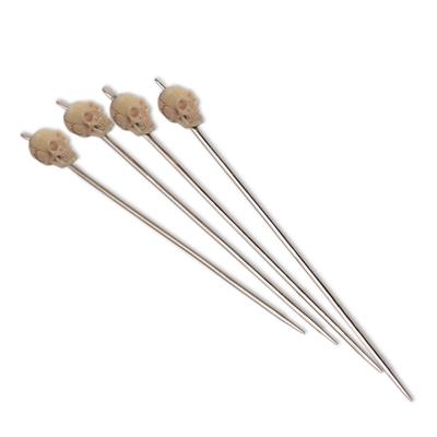 Grinning Skull,'Stainless Steel and Bone Cocktail Picks (Set of 4)'