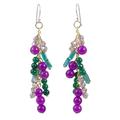 Green and purple quartz waterfall earrings, 'Brilliant Cascade'