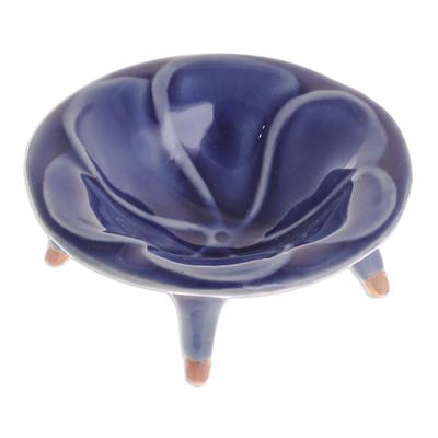 Blue Plumeria,'Floral Celadon Candy Dish from Thailand'