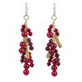 Red quartz waterfall earrings, 'Brilliant Cascade'