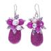 Space Candy in Fuchsia,'Handmade Howlite and Cultured Pearl Dangle Earrings'