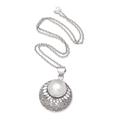 Feminine Majesty,'Traditional Sterling Silver Pendant Necklace with Grey Pearl'