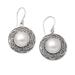 Heavenly Blossoms,'Sterling Silver Cultured Pearl Dangle Earrings from Bali'