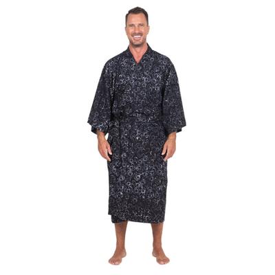 Midnight Sky,'Men's Belted Cotton Robe'