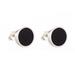 Midnight Soiree,'Round Black Onyx and Sterling Silver Stud Earrings'