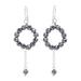 Shimmering Wreath,'Hematite and Sterling Silver Dangle Earrings'