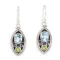 Simply Irresistible,'Sterling Silver Dangle Earrings with Blue Topaz and Peridot'