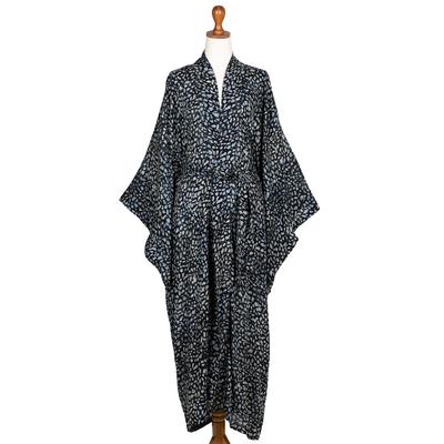 Rayon batik robe, 'Borneo Slate'