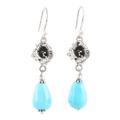 Blue Parasol,'Artisan Crafted Blue Agate Dangle Earrings from India'