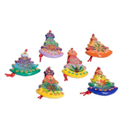 'Christmas Tree' (set of 6) - Handmade Tree Ceramic Ornaments
