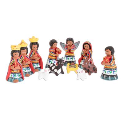 'San Juan Comalapa' (set of 12) - Christianity Ceramic Nativity Scene Sculpt