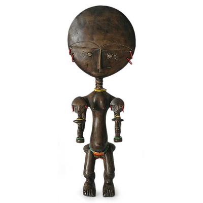 Wood fertility doll, 'Twin Children'