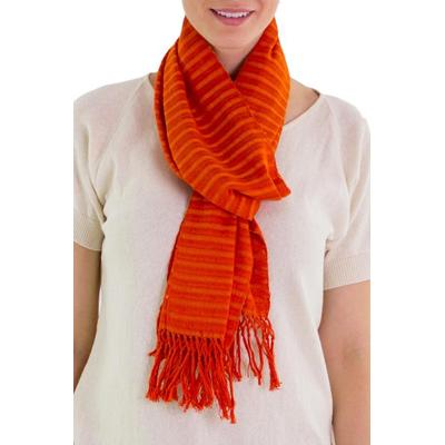 Cotton scarf, 'Citrus Fantasy' - Unique Orange Cotton Scarf