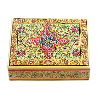 Blooms in Persia,'Wood Papier Mache Decorative Box from India'