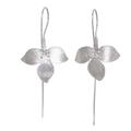 Silver Tri Flower,'Artisan Crafted Sterling Silver Floral Drop Earrings'