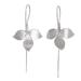 Silver Tri Flower,'Artisan Crafted Sterling Silver Floral Drop Earrings'