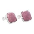 Equanimity,'Square Andean Rhodonite Stud Earrings'