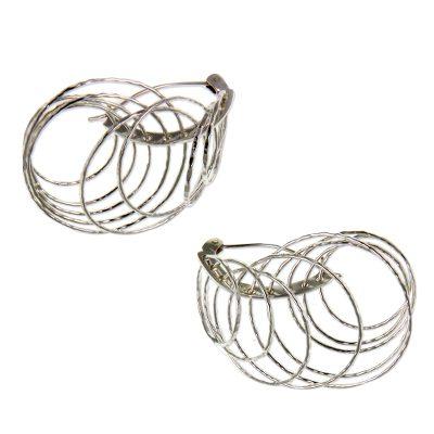 'Nine Links' - Unique Sterling Silver Dangle Earrings from Indonesi