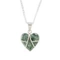 Magical Destiny,'Jade and Sterling Silver Heart Pendant Necklace'