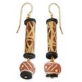 'Adwenepa' - Handmade Ceramic and Bamboo Dangle Earrings