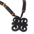 Ram's Horns,'African Ebony and Sese Wood Ram's Horn Adinkra Necklace'