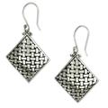 Sterling silver dangle earrings, 'Bamboo Diamond'
