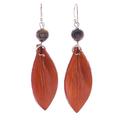 Supple Petals in Rust,'Leather Petal Earrings with Tiger's Eye Beads'