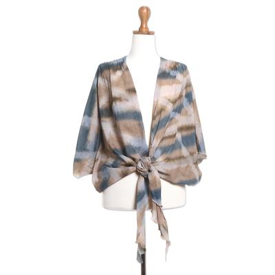 Outer Limits,'Tie-Dye Cotton Gauze Kimono Jacket f...