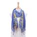 Wave of Love,'Pair of Cotton Tie-Dye Scarves in Blue and Yellow'
