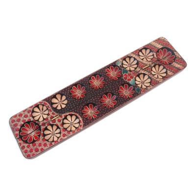 Red Discernment Spirit,'Handmade Batik Wood Mancala Game in Red'