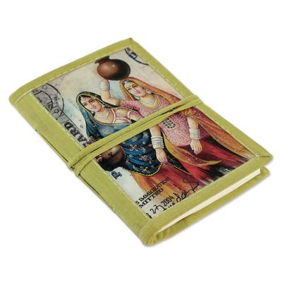 Handmade paper journal, 'Rajasthani Muses' (medium)