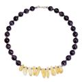 Amethyst and citrine beaded necklace, 'Purple Honey'