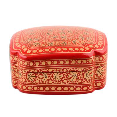 Kashmir Artistry,'Artisan Crafted Red and Gold Hand Painted Box'
