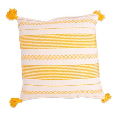 Millenary Marigold,'White and Yellow Hand Loomed C...