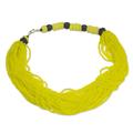 'Yellow Recycled Glass Bead Multi-Strand Torsade Necklace'