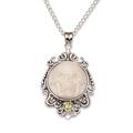 Skull Stare in White,'Peridot and Bone White Skull Pendant Necklace from Bali'