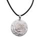 Glorious Rose,'Artisan Crafted White Rose Pendant on Leather Cord Necklace'